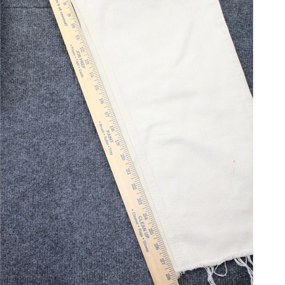 BDG Urban Outfitters Cream Wide Leg 8-Ball Graphic Raw Hem Jeans Mens 29